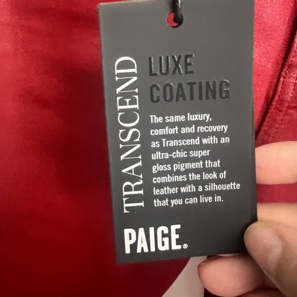 Paige Verdugo Luxe Coating Ankle Jeans Red - Looks like Leather! - Picture 6 of 9
